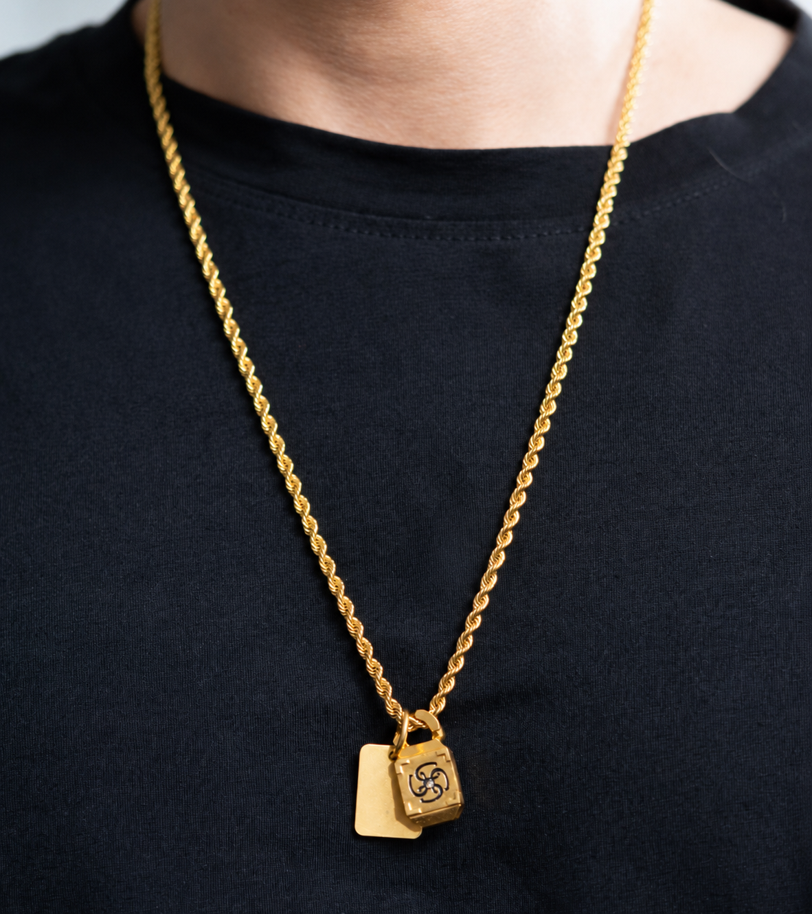 18Kゴールド ロープチェーンネックレス｜刻印対応・メンズ・ユニ